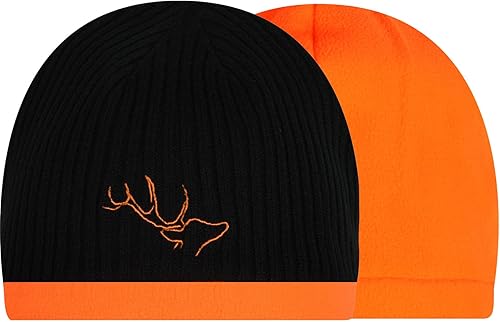 Miniatura 7 de EDTREK Gorro reversible de forro polar resistente al viento, cálido sombrero de invierno para caza, pesca, campamento en clima frío