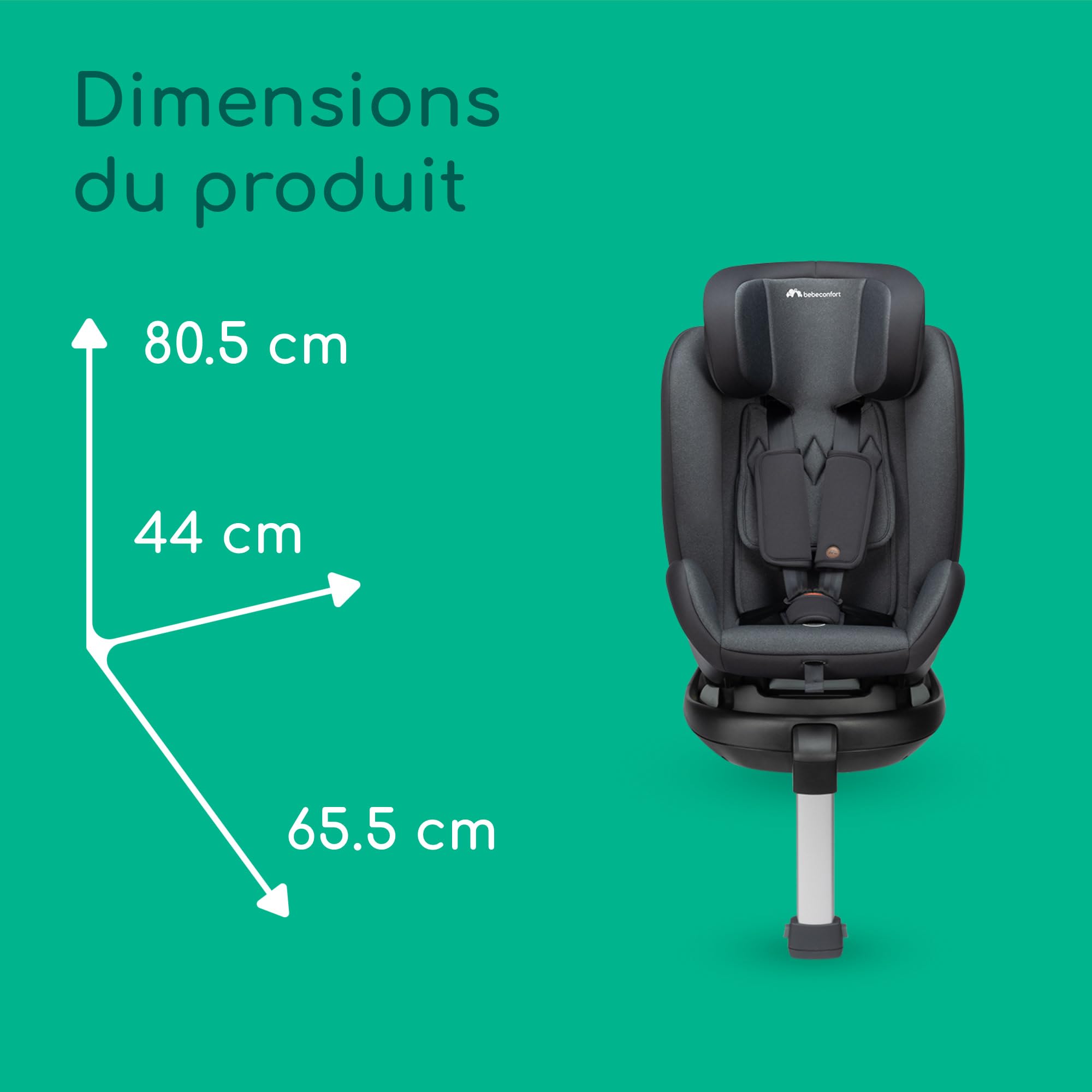 Bebeconfort EvolveFix Plus i-Size, Siege Auto 360, 0-12 Ans, 40-150 cm, Siège Auto ISOFIX, 10 Positions d'Appui-tête, 4 Positions d'Inclinaison, Protection Contre les Chocs Latéraux, Tinted Black