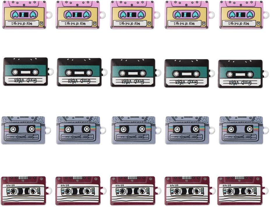 20PCS Retro Cassette Tape Charm - Stylish Metal Accessory for DIY Jewelry, Bag Decor & Music - Related Creations