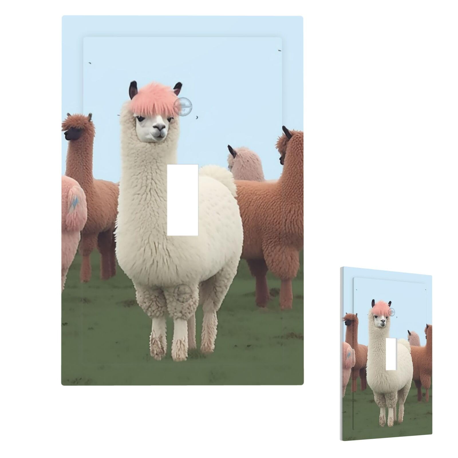 Alpacas Wall Plate Cover Single Toggle, Modern Decorative Light Switch Cover Unbreakable Receptacle Outlet Covers for Living Room Bedroom Decor