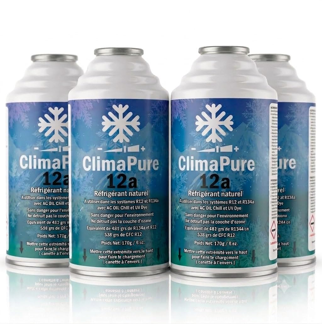 Lot de 4 Climapure 12a - Gaz de Climatisation Écologique pour Remplacer R12 et R134a