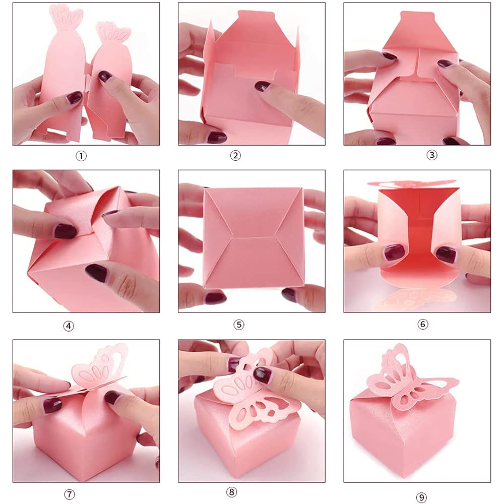 10 Scatole regalo rosa per caramelle, ideali per bomboniere di matrimonio. - Italia