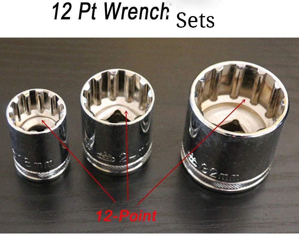 1/2 Inch Drive Ratchet Wrench Socket Metric Compact Socket Handle Wrench Set 12 Point 12.5 x 10mm-1pc, Silver, 12.5*10mm - Image 4