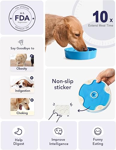 Vista 35 de LE TAUCI Cuencos de cerámica para perros de alimentación lenta, 3 tazas de alimentación lenta, tazón para perros de raza mediana y grande, cuenco