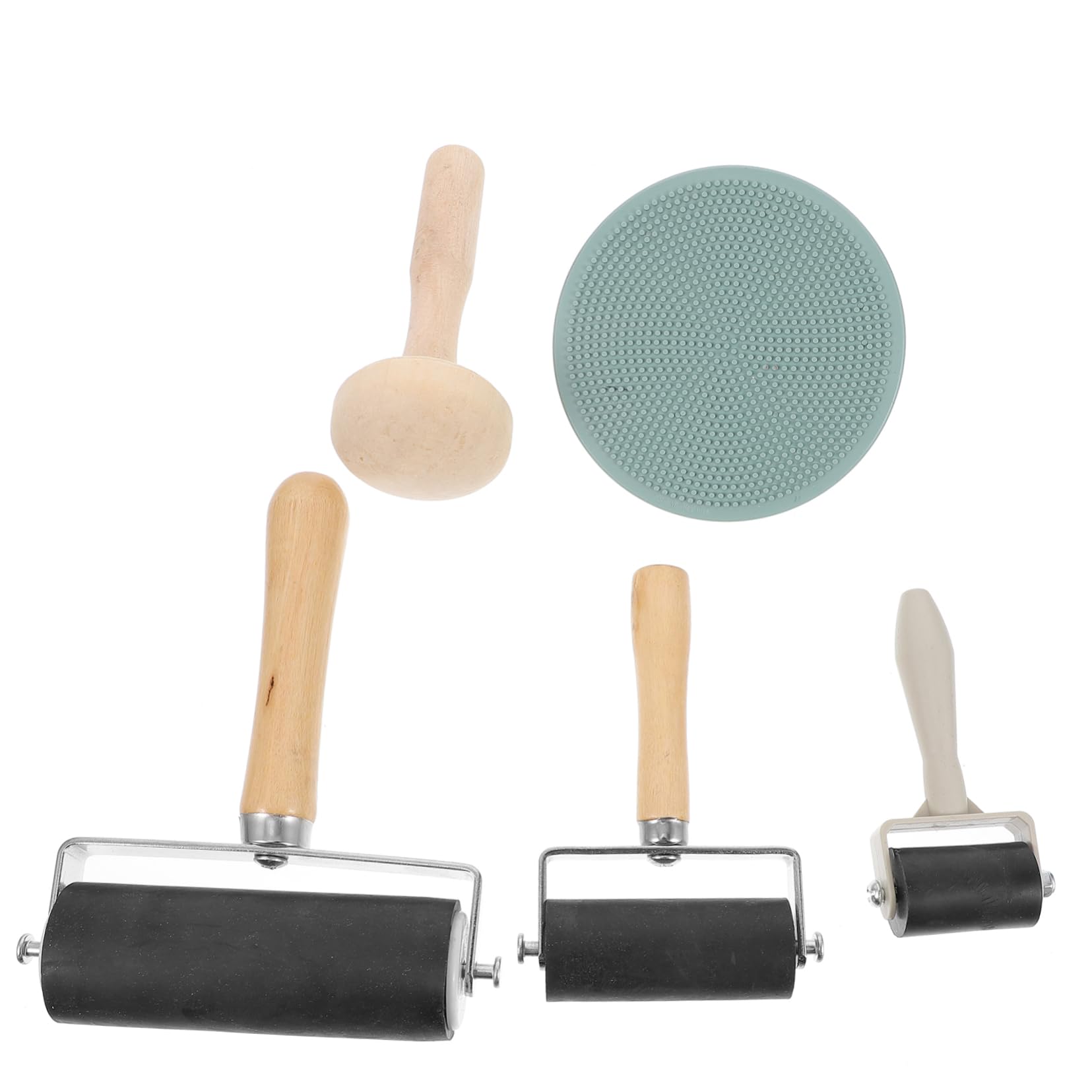 HOMSFOU 1 Set Printmaking Roller Professional Kit with Rollers and Mushroom Handle for Easy Inking Stamping and Crafting
