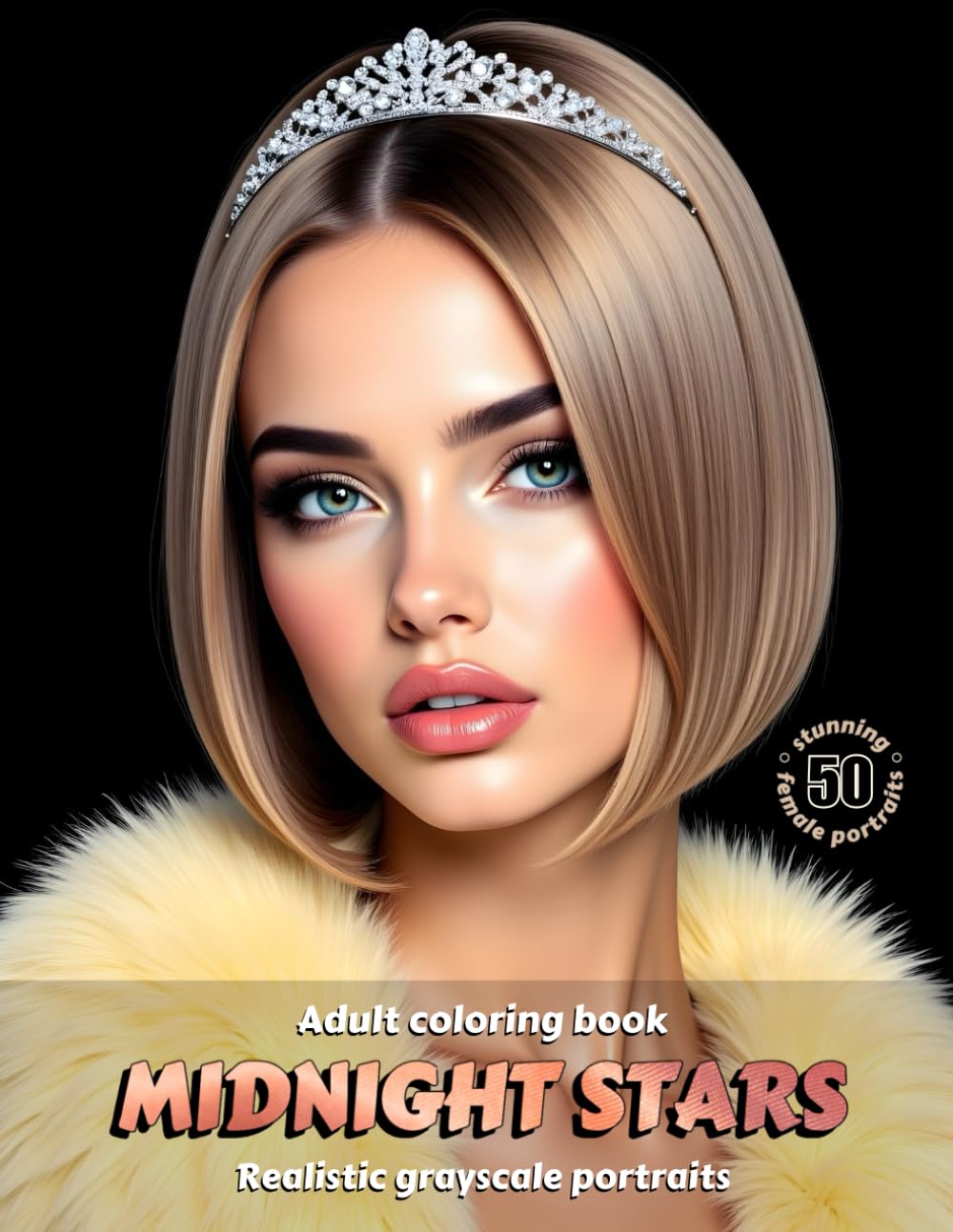 MIDNIGHT STARS – Adult Coloring Book | Realistic Grayscale Portraits | Stunning female portraits to color | Relax, creativity, stress relief: English Edition (Colorful Adventures)