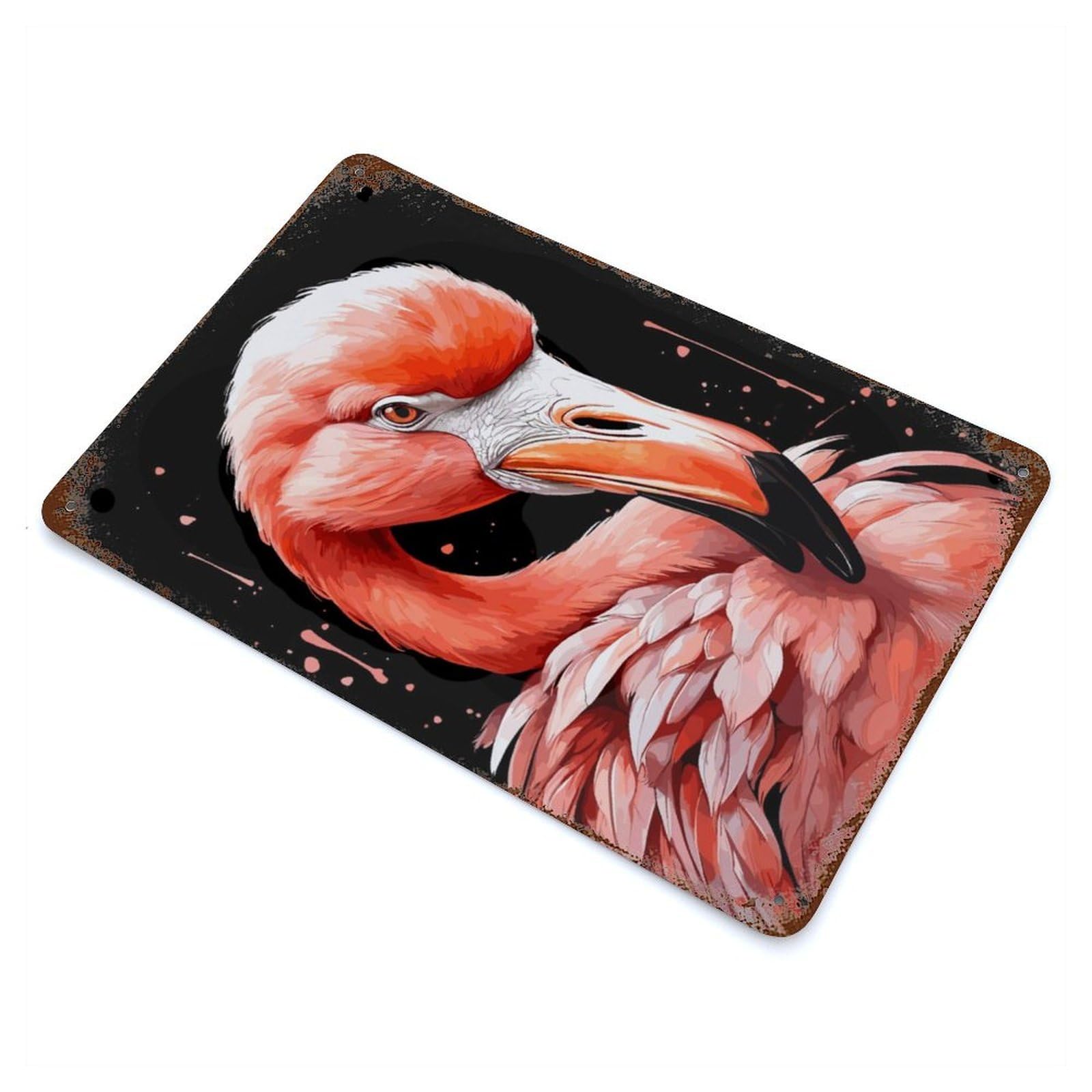 Flamingo Animals Weathered Tin Sign 11.8"x7.9", Ideal for Shed, Workshop And Garage Wall Decor