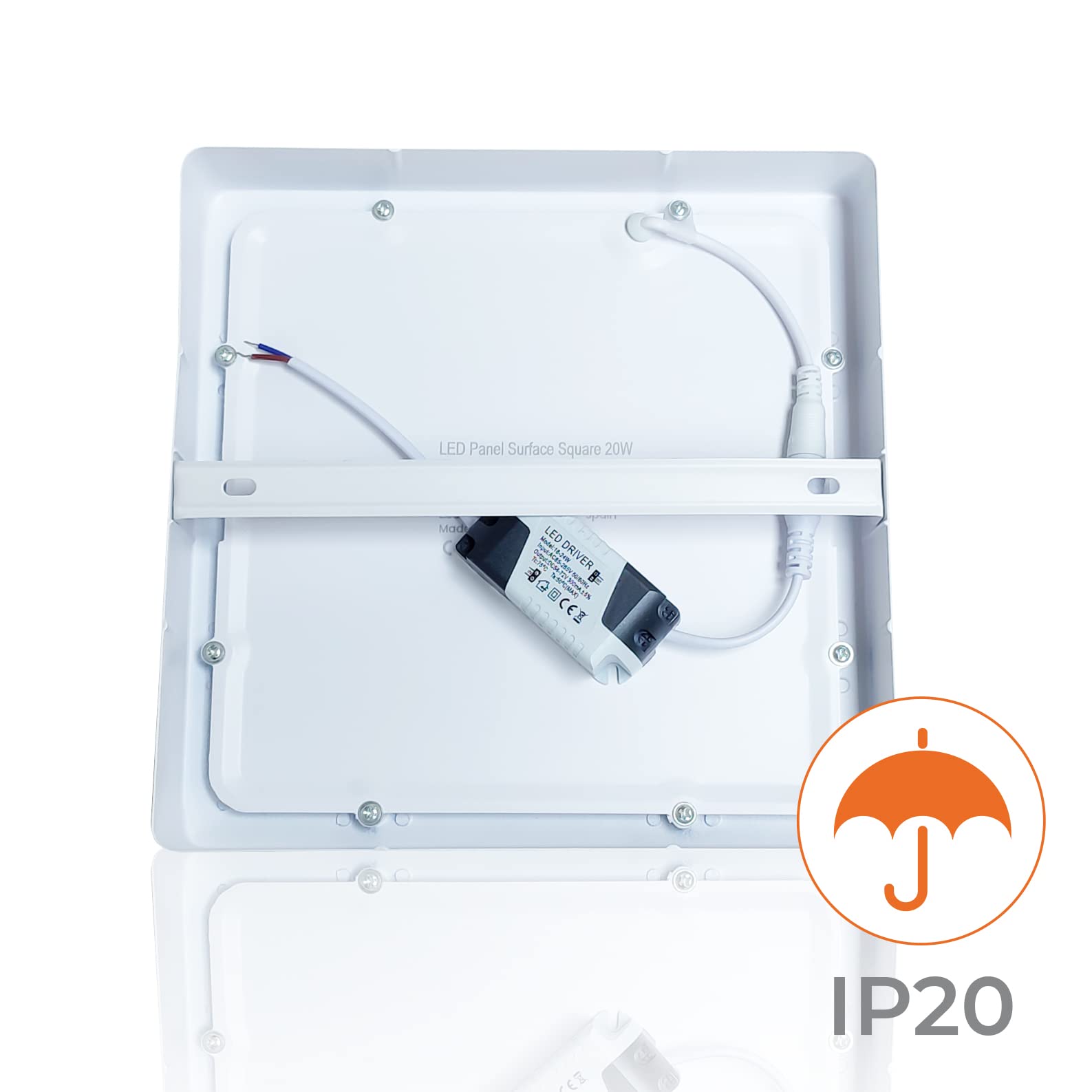 LED ATOMANT 20x Plafon LED Superficie Cuadrado 210x210mm 20W Luz Neutra | Color Blanco Neutro 4500K, 1800 Lumenes, Driver incluido