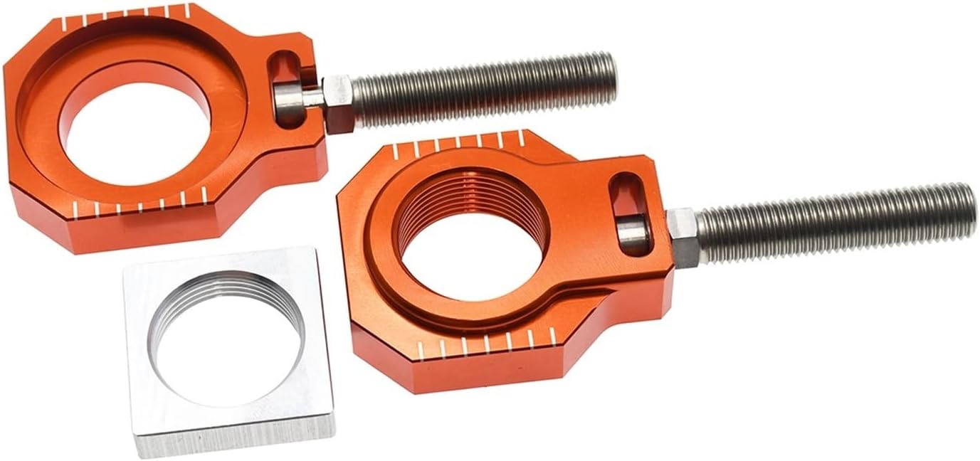 Compatible with 125-450 Motorbike CNC Billet 25mm Rear Axle Blocks Chain Adjuster SX SXF XC XCF TC FC FS TX FX 2013-2023(25mm A Orange)