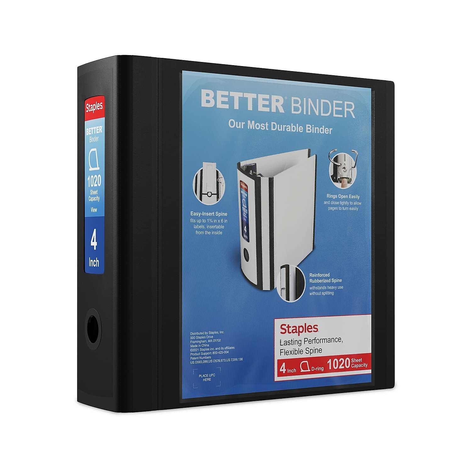 Staples 4-Inch 3-Ring Better Binder Black