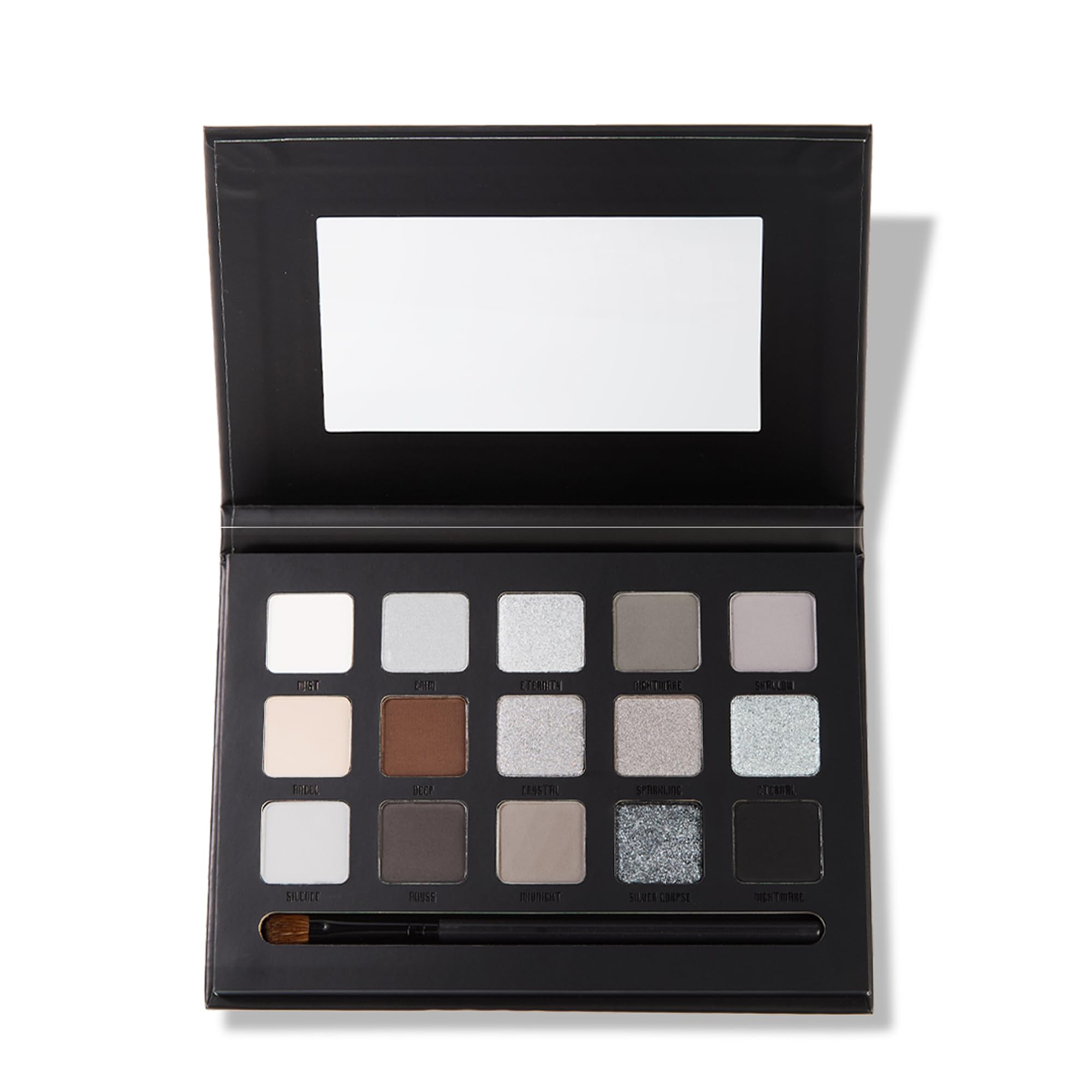 Paleta de sombra de ojos ahumada negra, maquillaje gótico de 15 colores, sombra de ojos gris plateado, alto pigmento, larga duración, paleta de sombra de ojos de tonos fríos, impermeable
