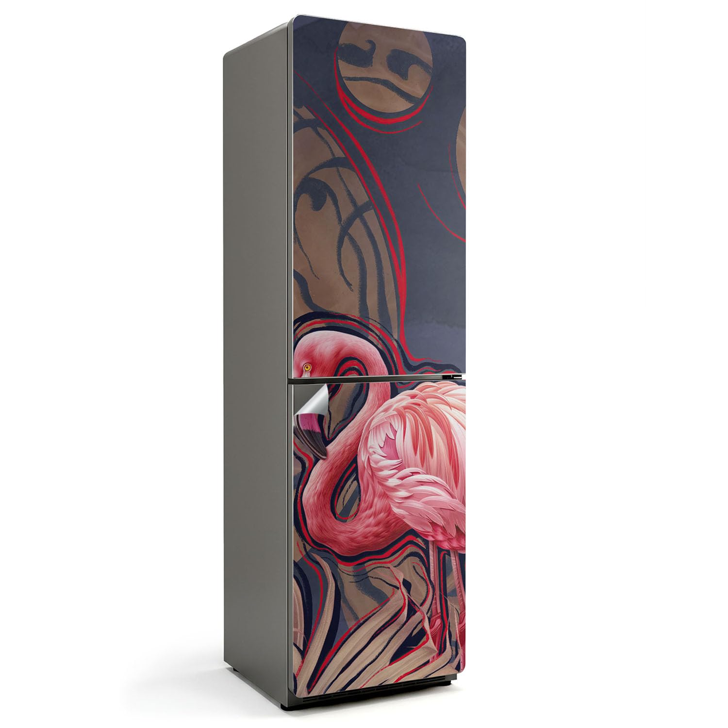 Stickers pour réfrigérateur 60x205 cm flamant rose pour décoration et protection de cuisine