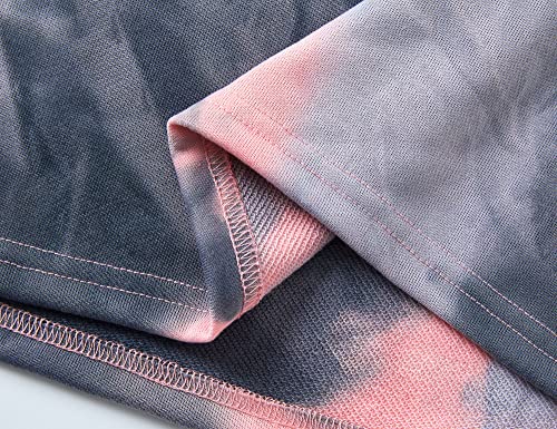 Soft Tie Dye Crop Sweatshirts & Pants Clothes Set For Big/Teen Girls Pink & Black, Size 12/14 #TOP3