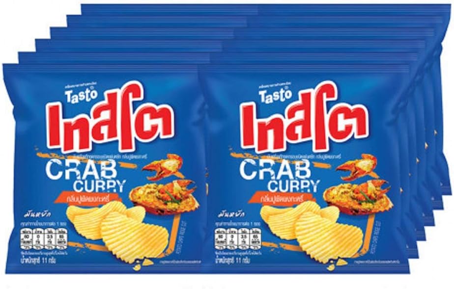 Tasto, crispy potato chips, fried crab flavor, curry powder 11g X 12 Packs