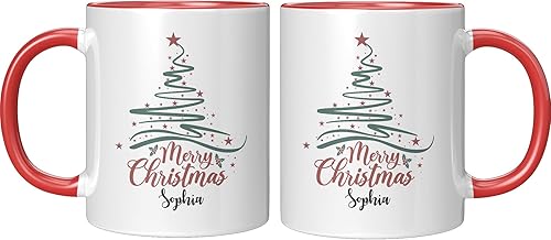 Miniatura 59 de Yeh Gift Tazas de Navidad personalizadas. Taza de café personalizada con tu nombre y nombre de miembro de la familia. Regalos familiares para Ver