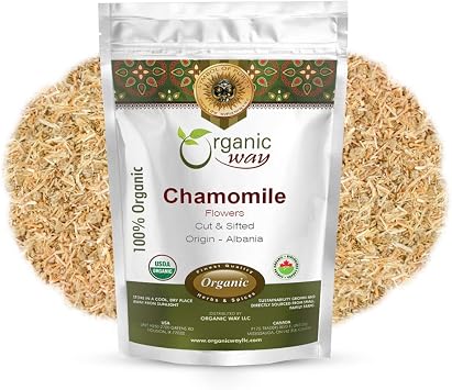 Organic Way Chamomile Flowers Cut & Sifted - Herbal Tea 4 Ounce