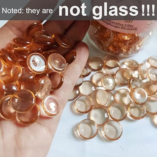 Miniatura 10 de 630 piedras preciosas de plástico de mármol plano acrílico ámbar para rellenos de jarrones de otoño, dispersos de mesa, manualidades, centros de