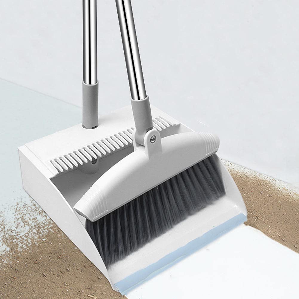 YXNVK broom, White Rotatable broom indoor, Bedroom kitchen broom and dustpan set, Utility tools for bedroom and kitchen