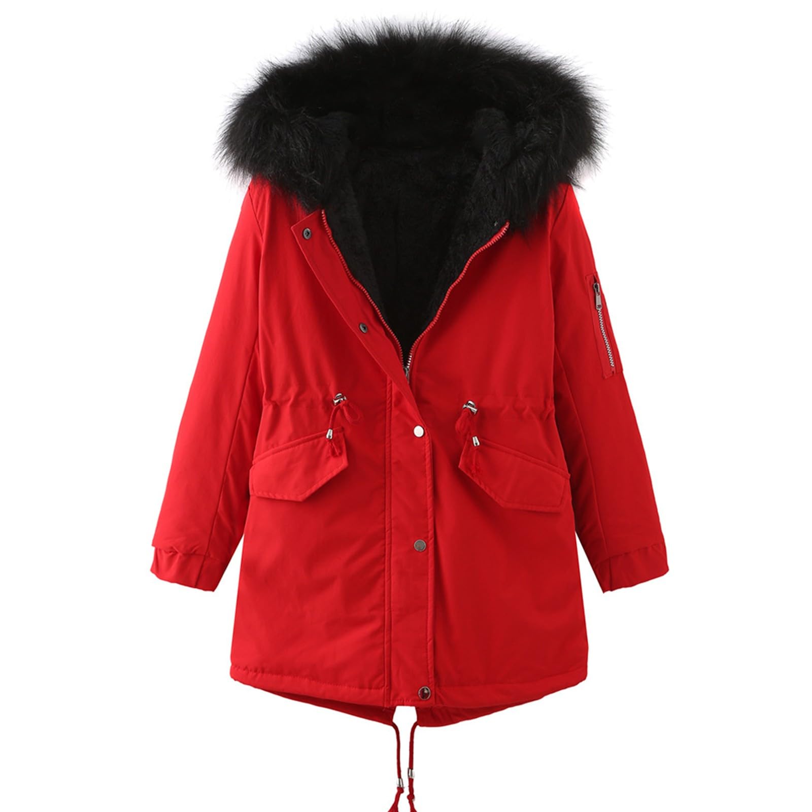 Chaqueta de forro polar para mujer, abrigo de invierno cálido grueso y grueso para mujer, con cremallera, parka de gran tamaño, con bolsillos, abrigo para exteriores, resistente al viento, abrigo