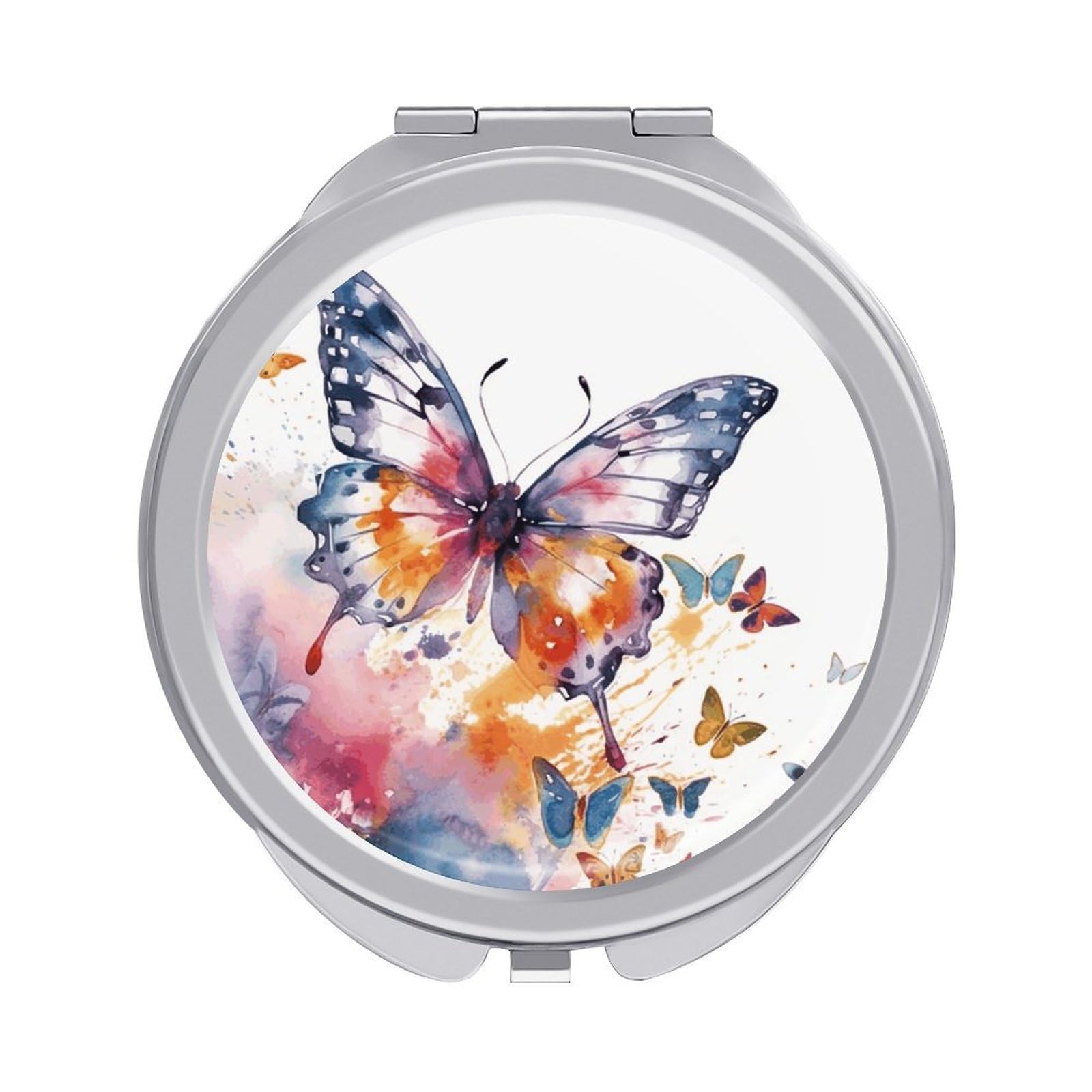 FekiLoot Watercolor Butterfly Makeup Mirror Compact Round Travel Makeup Mirror Portable Folding Handheld Pocket Mirrors for Handbag and Purses Gift Mini Mirrors