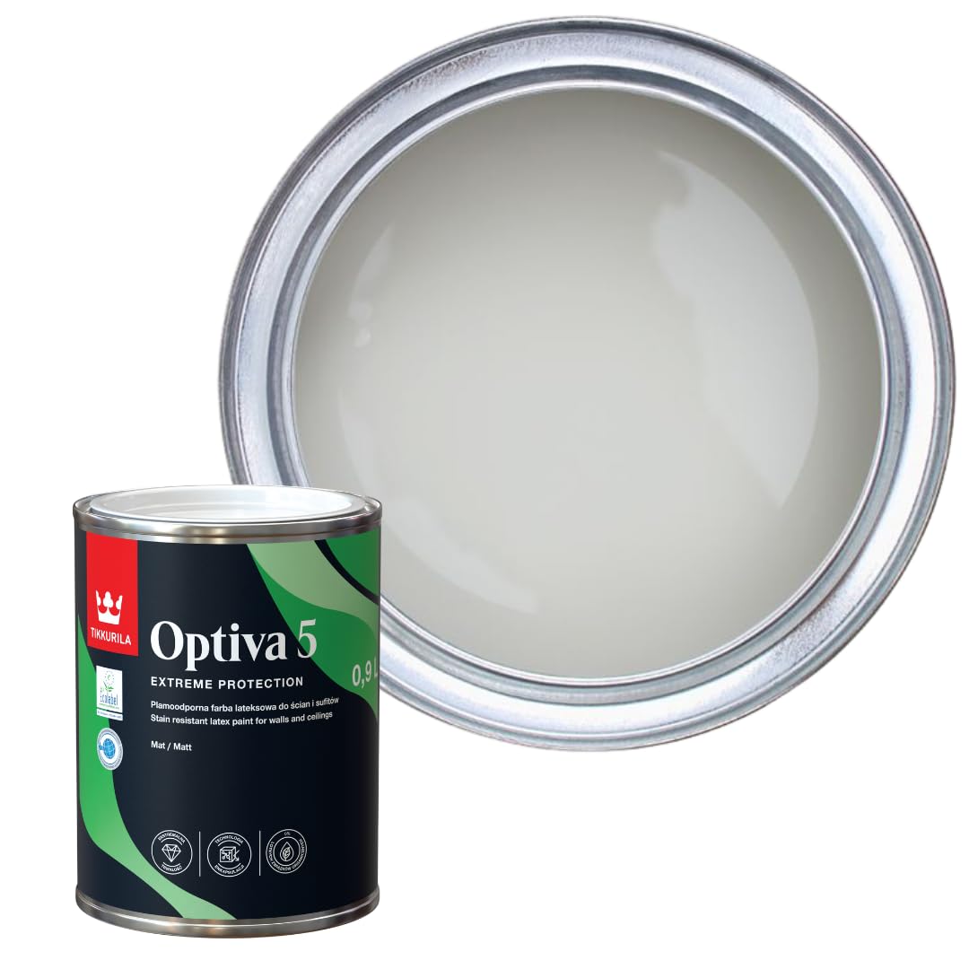 TIKKURILA Optiva 5 Matt Emulsion Paint โ Durable, Scrubbable & Easy-Clean for Walls and Ceilings | Zero VOC - 1L Tuft H495