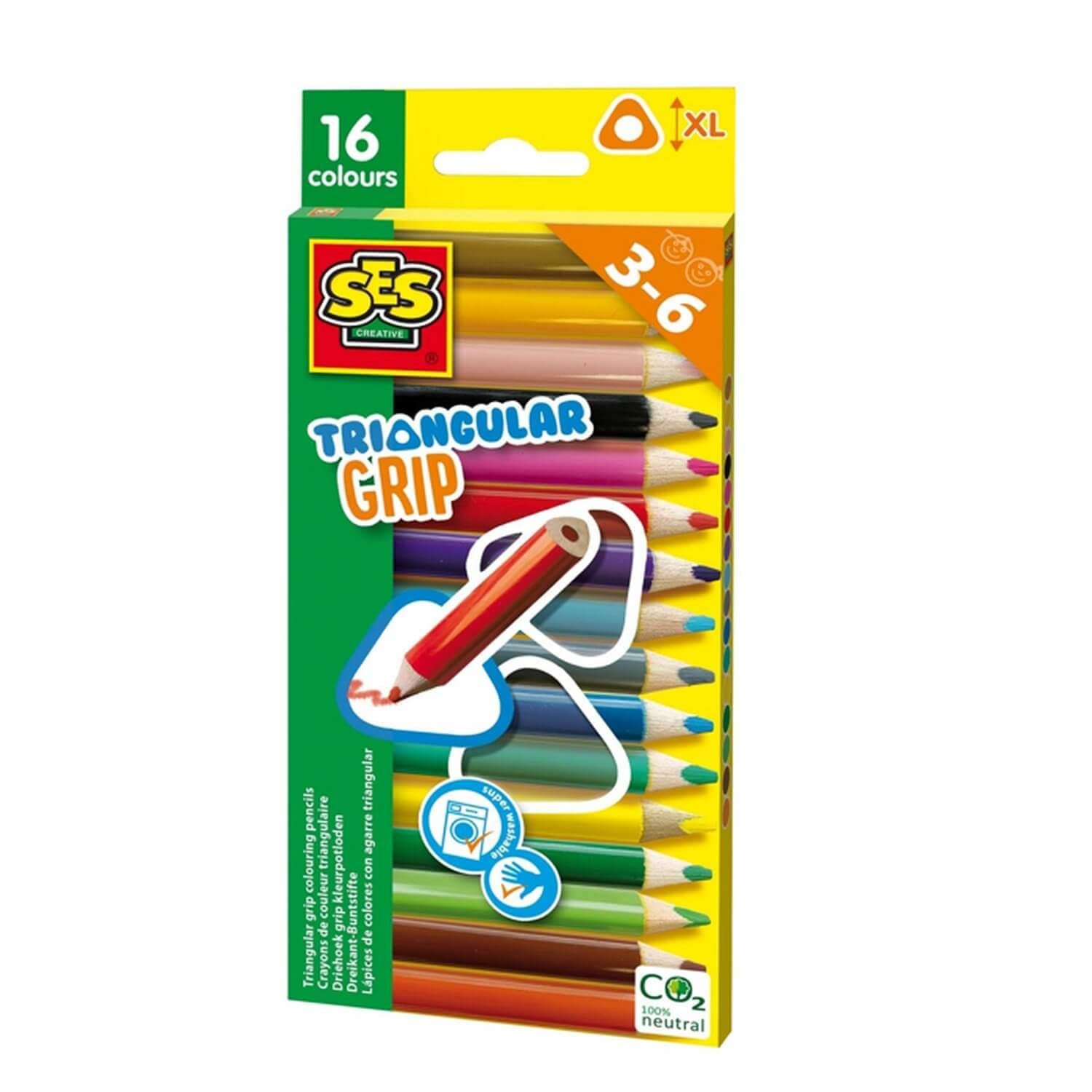 Ses Creative Triangular Grip Colouring Pencils 16 Pieces