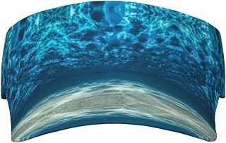 Ousika Ocean Printing Visor Hats Men Women Adjustable Sun Visor Caps Empty Top Baseball Cap Sun Visor for Travel,Sports,Climb Black