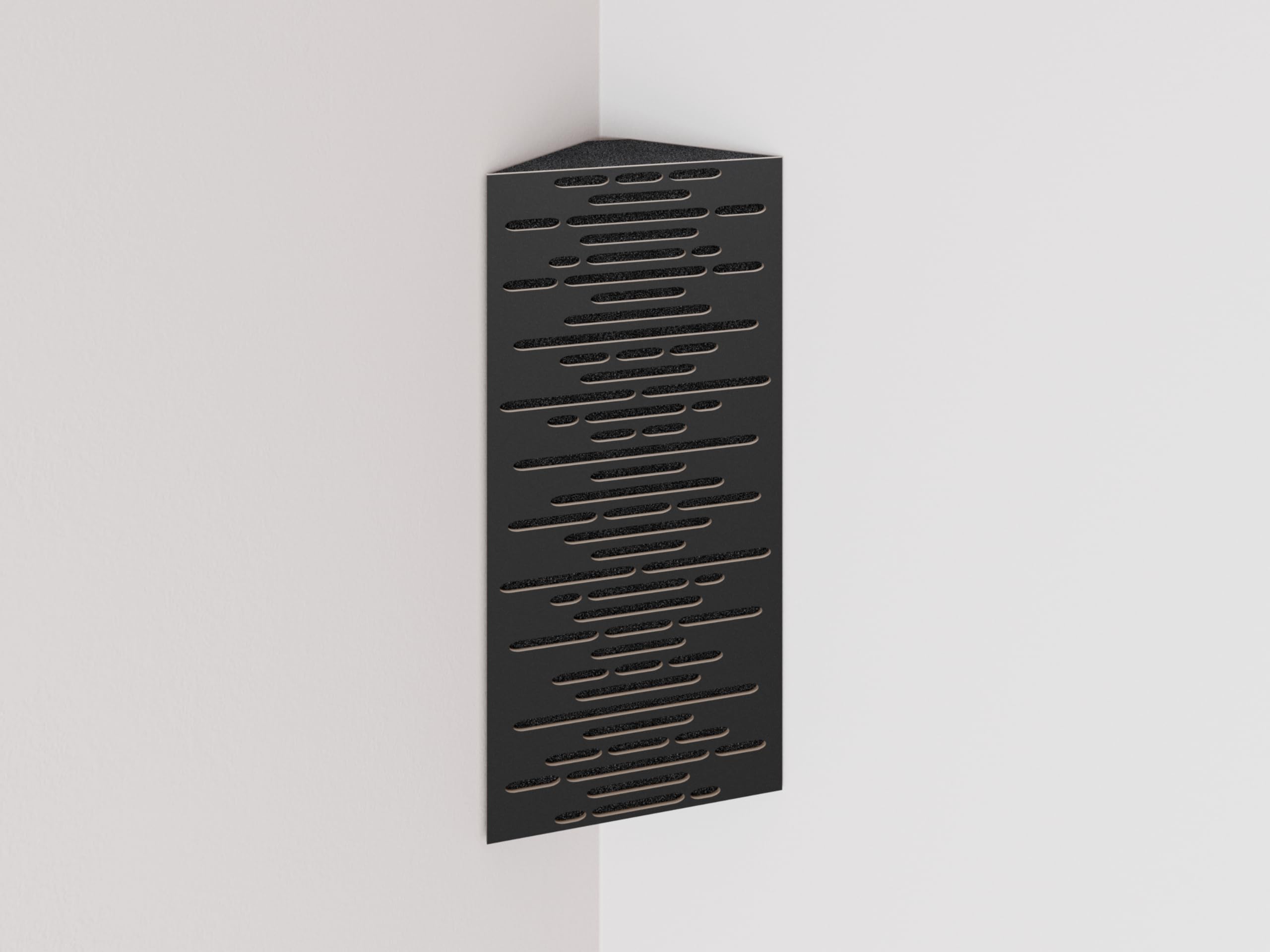 2 Pack — Narrow Acoustic Corner Bass Trap | Diffusion - Reflection - Soundproofing | Size: 50x23cm | Color Perforated Plates: (Black, WAVE)