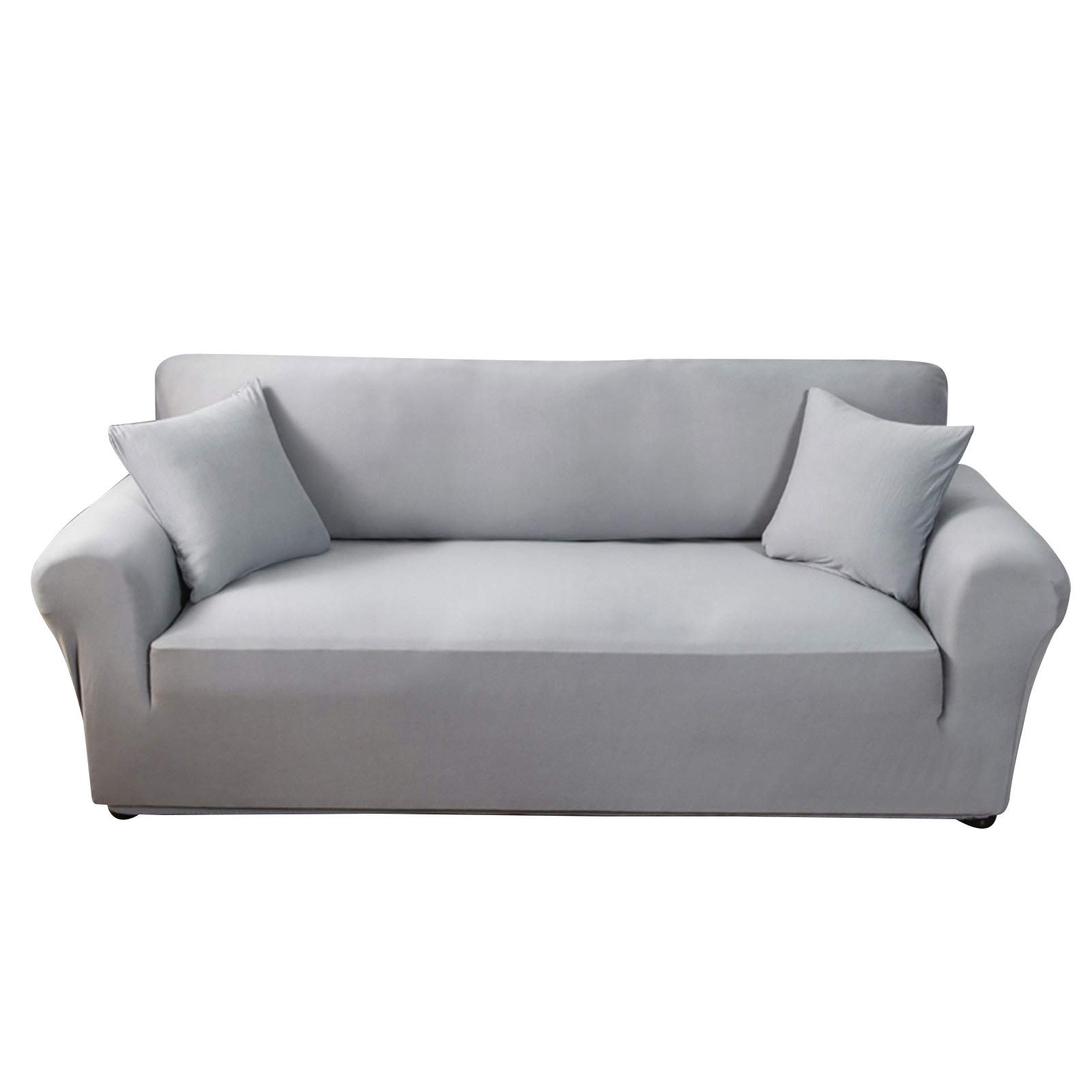 Housse de canapé extensible et anti-plis en spandex gris clair 4 places