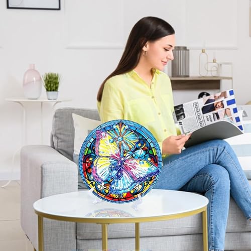 Miniatura 9 de Pintura de diamante de libélula 5D, adornos de escritorio, decoración de mesa de arte de diamantes por números, mosaico, manualidades, hogar, sala