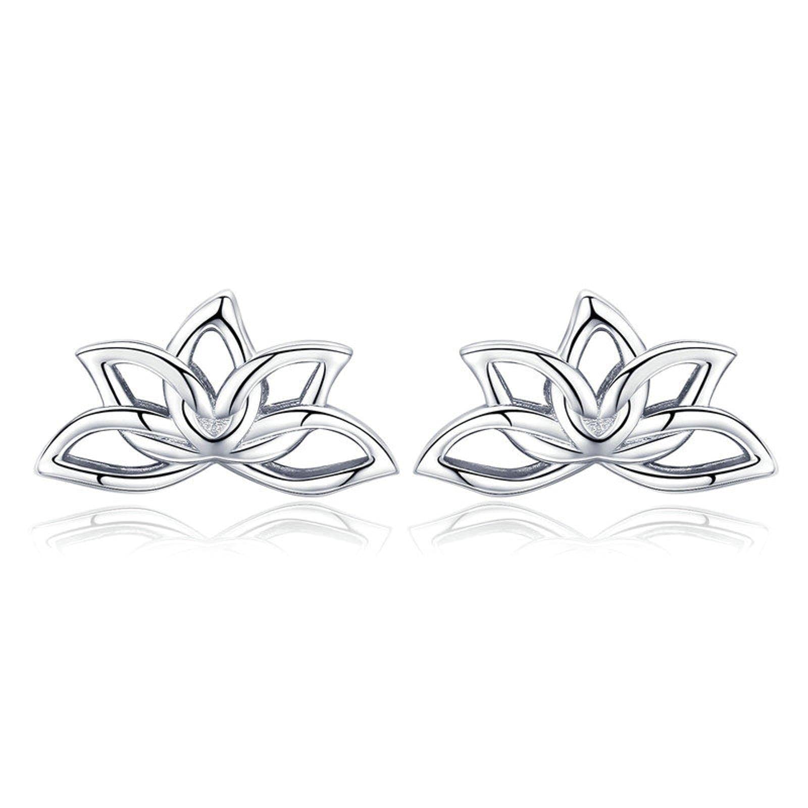 Salan Women's Silver New 925 Sterling Lotus Flower Stud Earrings For Elegant Lotus Earrings Jewelry