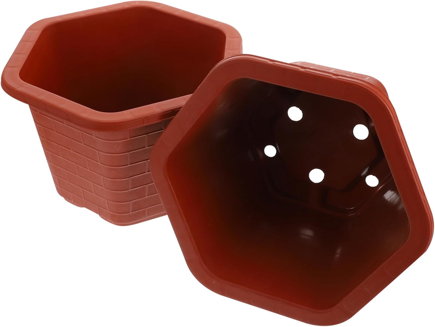MERRYHAPY 2pcs Hexagonal Plastic Garden Plant Pots with Drainage Durable Nursery Flower Planters for Indoor and Outdoor Use for Flowers Succulents and More