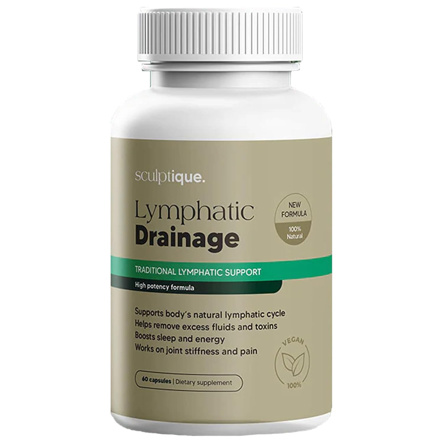 Sculptique Lymphatic Drainage Capsules New Maximum Potency Formula with Dandelion Burdock Echinacea Lemon More Natural Ingredients Vegan Non-GMO