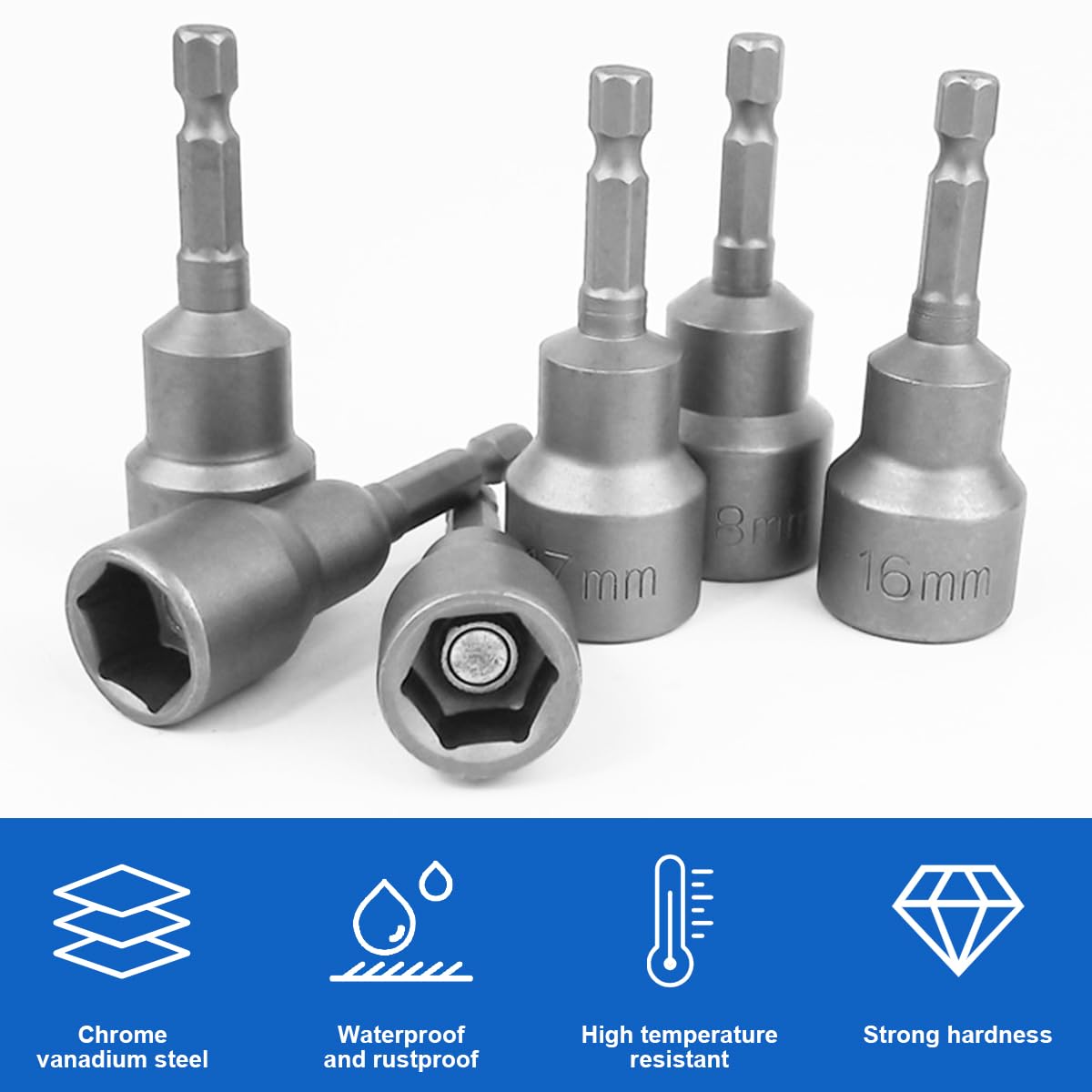14pz Magnetiche Bussola per Avvitatore Kit,6-19mm Hexagon Nut Driver Drill Bit Avvitatore,1/4'' Calamita Inserti Bussola Avvitatore Esagonale,per Trapano Pistola Pneumatica,Bussole Percussione