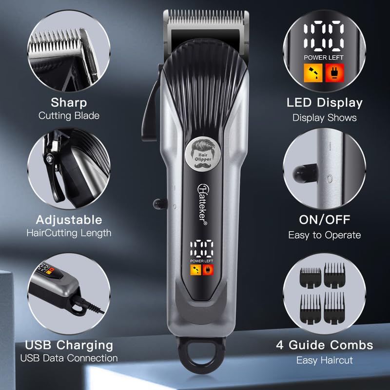 Diagram showing features of HATTEKER HT-6056 Hair Clipper