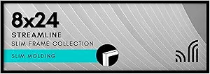 Americanflat 8x24 Picture Frame with Polished Plexiglass - Streamline Collection - Thin Border Panoramic Picture Frame for Wall Display - Hanging Hardware Included - Black