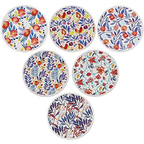 AD Set of 6 Coasters for Drinks Absorbing Round Ceramic Stone Coaster with Cork Base,Tabletop Protection Mat for Mugs and Cups,Office,Kitchen