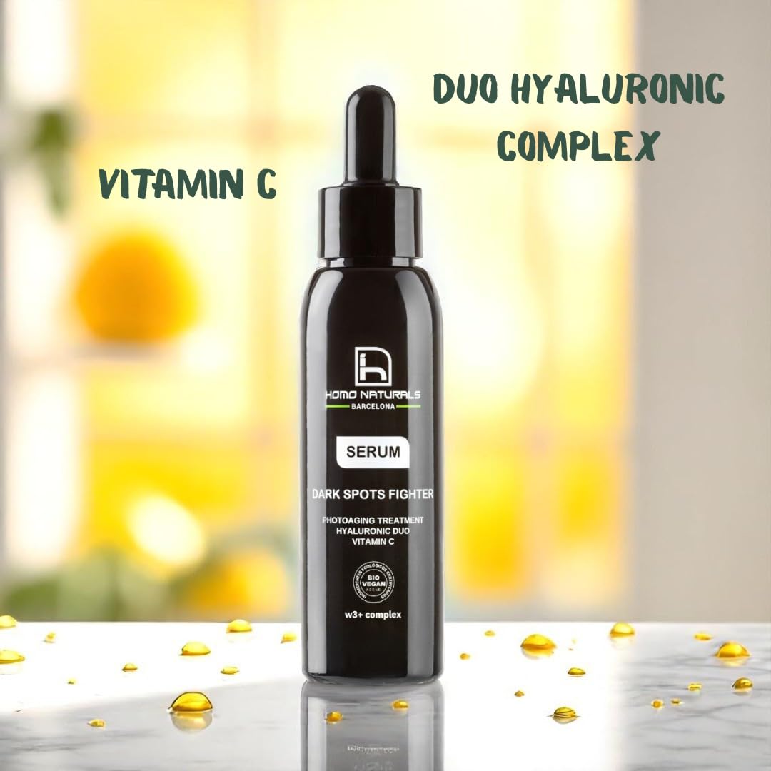 Homo Naturals Serum Facial Hombre Antiedad y Quita Manchas Cara - Crema Facial Ácido hialurónico - Crema para manchas en la cara hombre - Antiedad y Quitamanchas - Certificado Orgánico - 100 ml