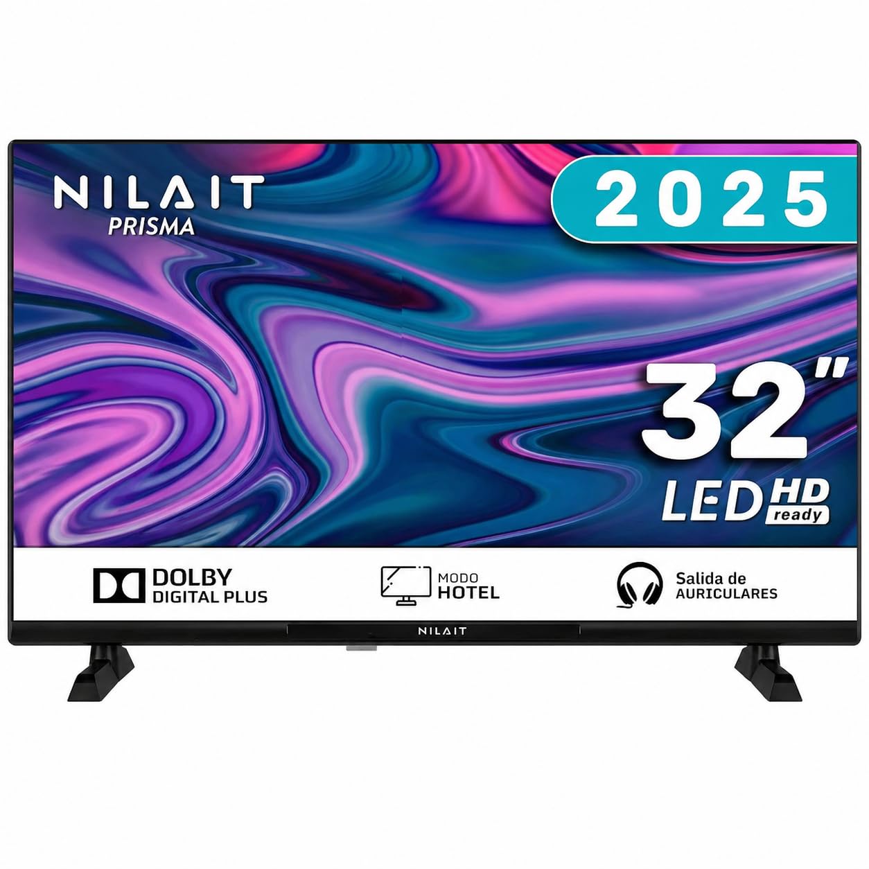 Nilait Prisma 32HC7002N 32 Zoll LED HD Ready Fernseher, Rahmenlos, kompakter Fernseher für Küche, Schlafzimmer und Büro (Schwarz, ohne Smart TV) [Energieeffizienzklasse E]