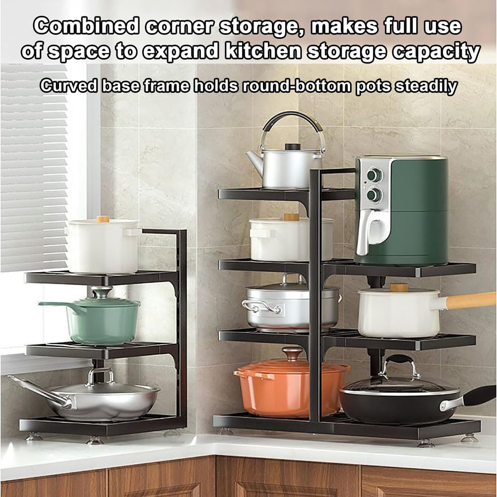 Organizzatore per pentole e padelle a 8 Livelli per sotto Mobile | Scaffale da Cucina per Stoviglie con Piani Rimovibili, Organizzatore per Mobili da Cucina Adatto ad Articoli di Cottura