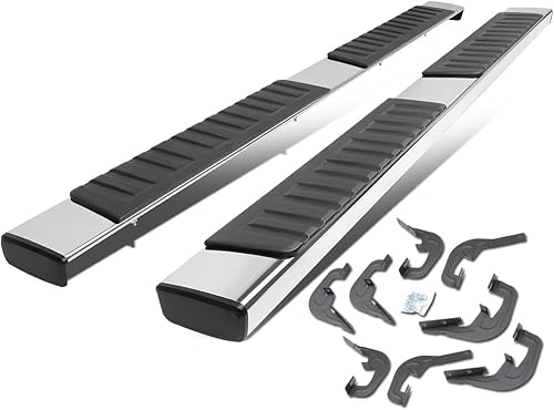 Auto Dynasty Estribos Nerf Bar de 6 pulgadas compatibles con Silverado Sierra 1500 2500HD 3500HD Crew Cab 07-19, acero inoxidable, cromo pulido