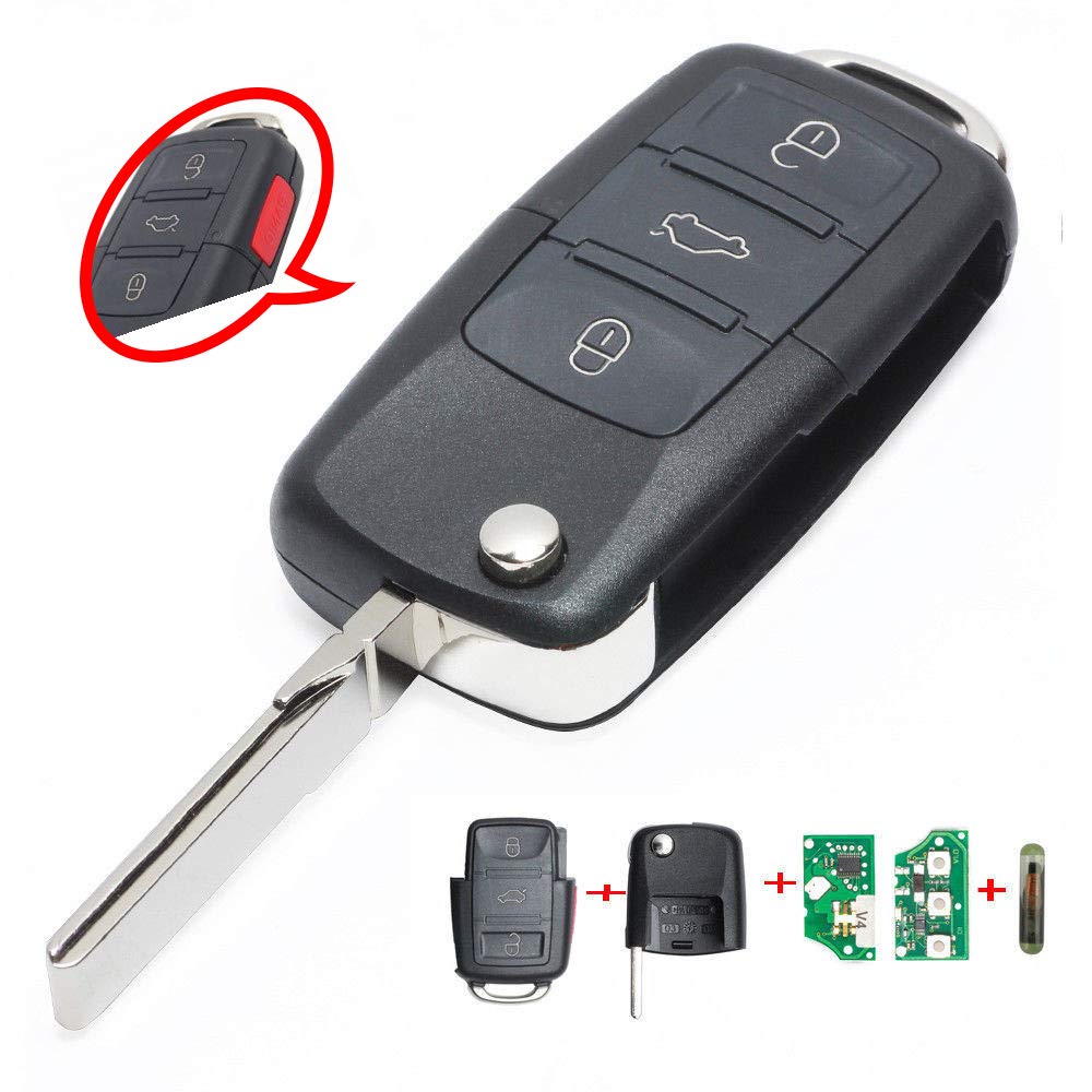 Beefunny315MHz ID48 Chip 1K0 959 753H Replacement Complete Remote Key 3+1 Button for Volkswagen (1)