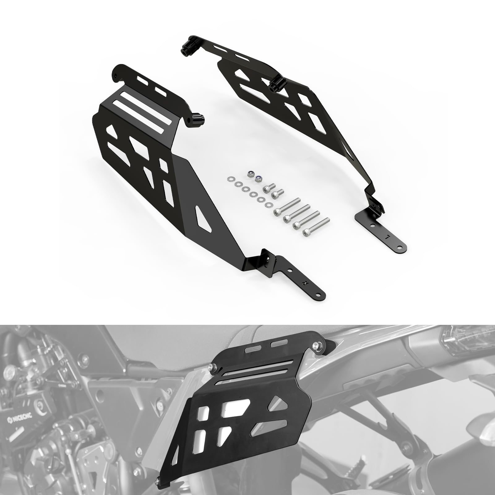 NICECNC Seitliche Packtaschen Stützrahmen Seitengepäckträger Kompatibel mit Yamaha Tenere 700 /XTZ700 XTZ07 2019 2020 2021 2022 2023 2024, Seitengepäck, Satteltaschenstütze, Schwarz