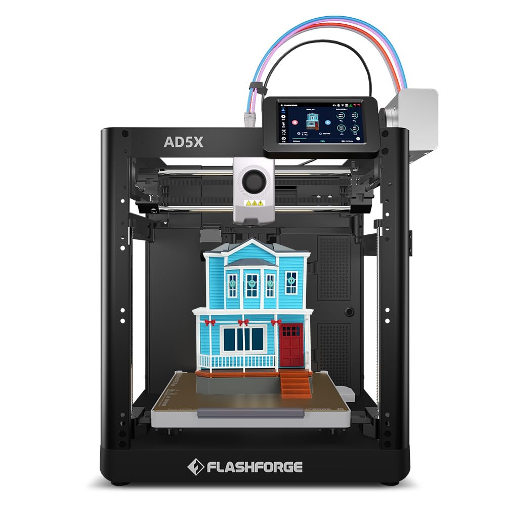 FLASHFORGE AD5X Multi-Color 3D Printer 4 Colors with IFS, Fully Auto Leveling FDM 3D Printer with Max 600mm/s High Speed Printing and Max 300°C Nozzle, Large Printing Size 220 * 220 * 220mm