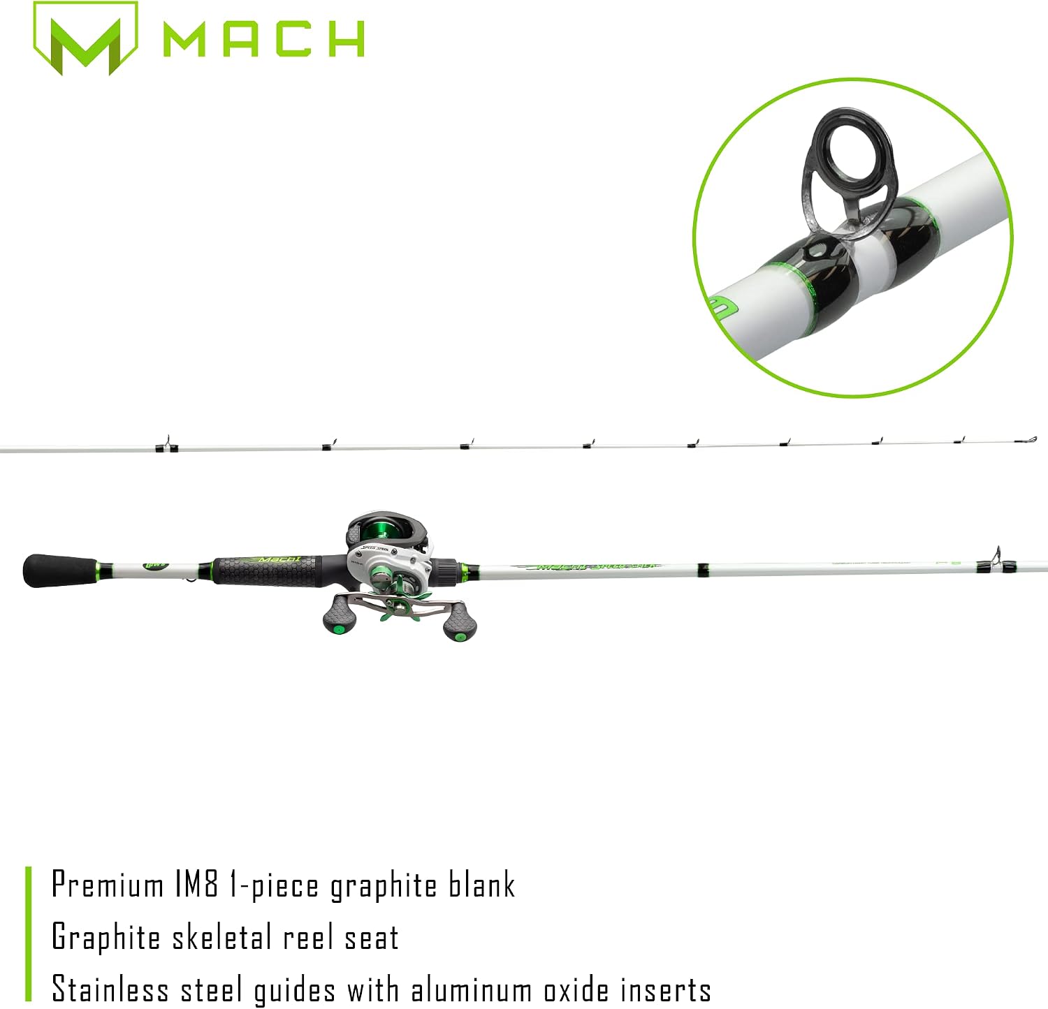 Lew's MACH 1 Baitcast SLP Reel and Fishing Rod Combo, IM8 Graphite Blank Fishing Rod, Split Grip Winn Dri-Tac Handle and EVA Base