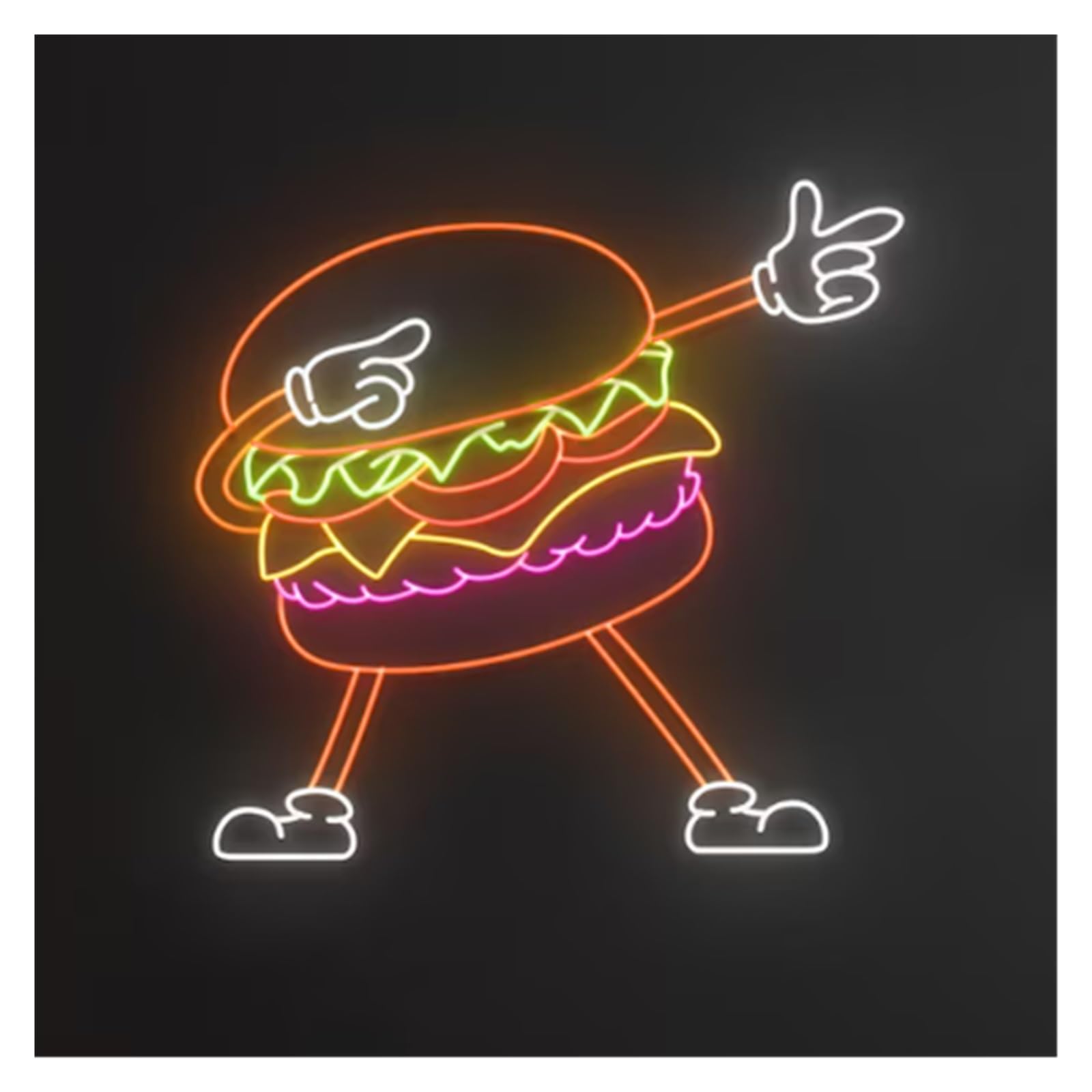 RONGCH Hanging Art Signs Burger Neon Sign Hamburger LED Light Dimmable for Fast Food Street Shop Restaurant Kitchen Room Wall Decor 55cm