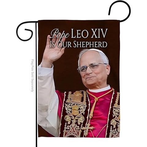 Pope Leo XIV Flag Catholic Picture Prints Vatican Memorabilia Tapestry Catholic Wall Art Canvas Poster Grave Decorations for Cemetery Yard Sign American Papal Door Garden Decor Religious Gifts