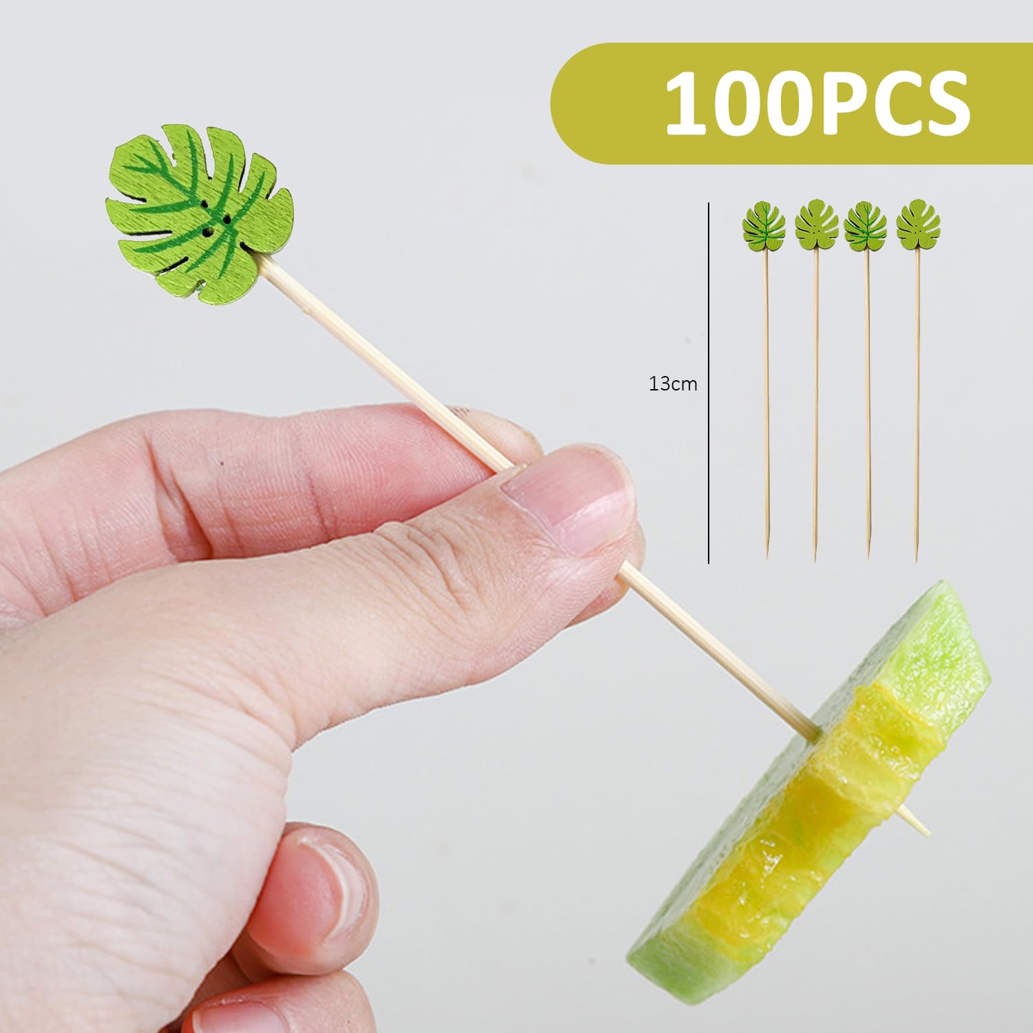 100 Pinchos de Cóctel Estilo Hoja Palillos De Frutas Palillos De Dientes De Dibujos Animados Palillos De Frutas Creativas Suministros De Fiesta Adecuado Para Pasteles, Frutas, Decoración De Cóctel
