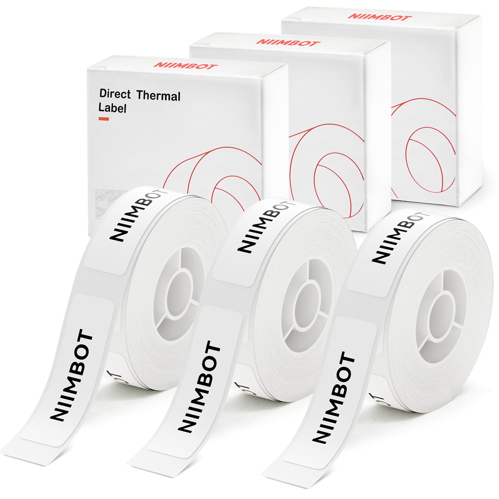 NIIMBOT Label Tape for Model D11 D110 D101 Printer, (3 Rolls, 0.59 x 1.96 inches/15 x 50 mm), Customized Label Printing Paper, Replacement for Labelling Tapes for Office and Home (White)