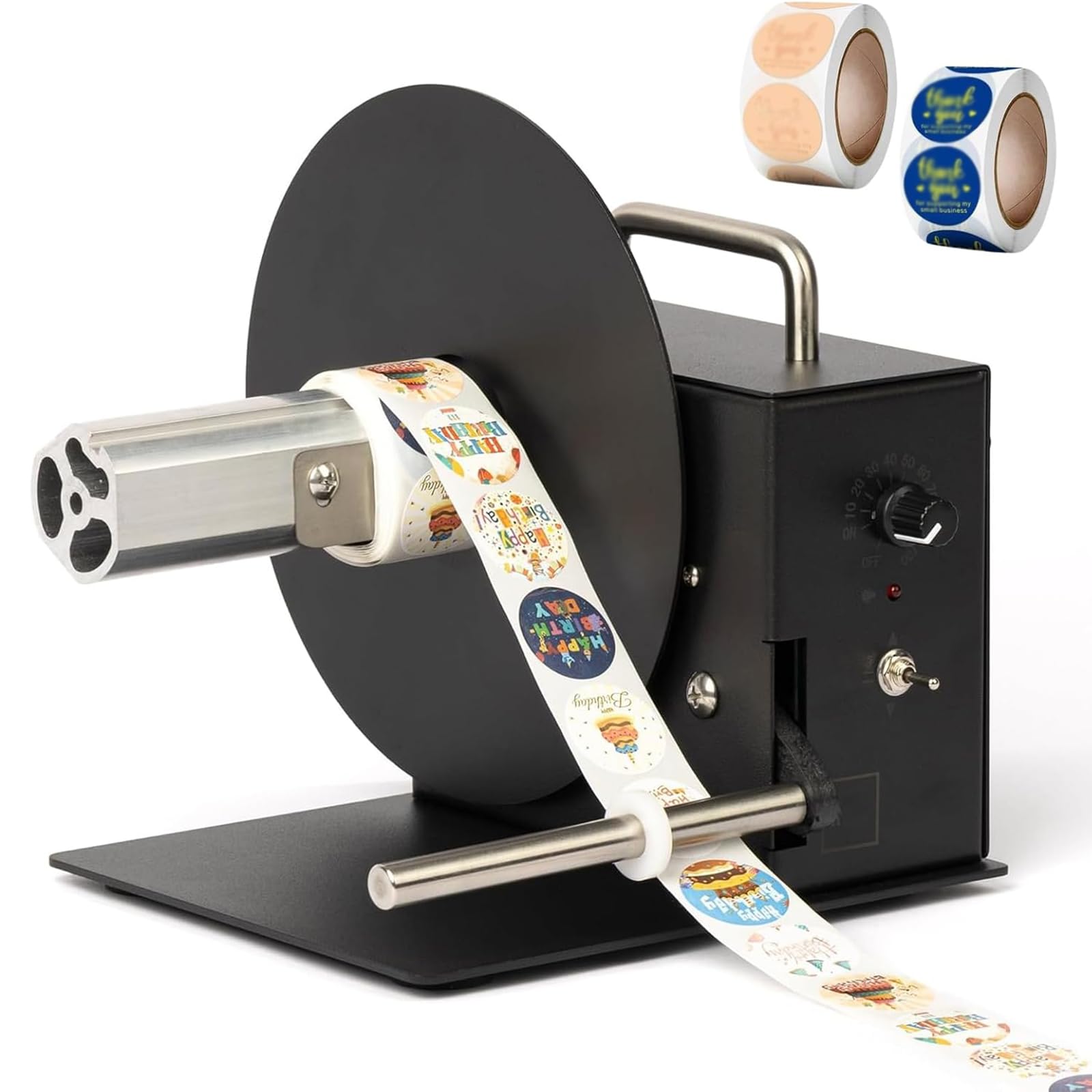 Adtzpc 2-Way Label Roll Machine, Automatic Label Rewinder, 10 Levels Speed Adjustment & Synchronize with Printer,180mm Rewind Diameter & Rewinding Width 100mm, for Logistics, Medical, Electronics